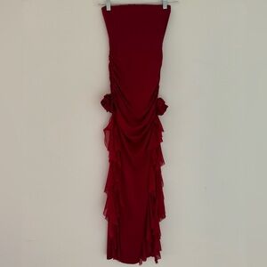 Red maxi bodycon dress